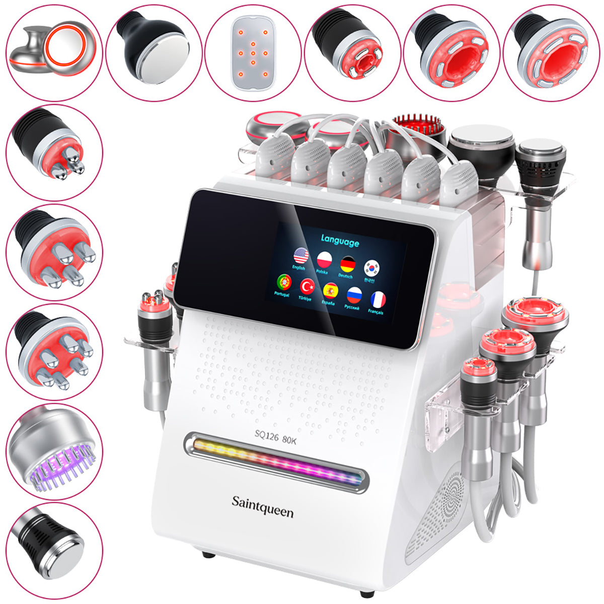 SQ126A Max – Συσκευή σπηλαίωσης 80K 11 σε 1 με επιθέματα λέιζερ, RF, EMS και BIO LED