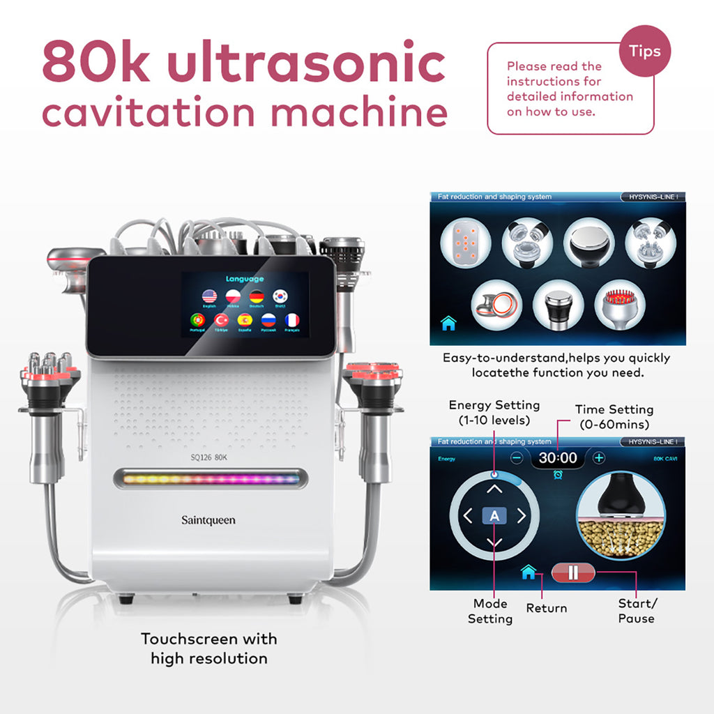 SQ126A Max – Συσκευή σπηλαίωσης 80K 11 σε 1 με επιθέματα λέιζερ, RF, EMS και BIO LED