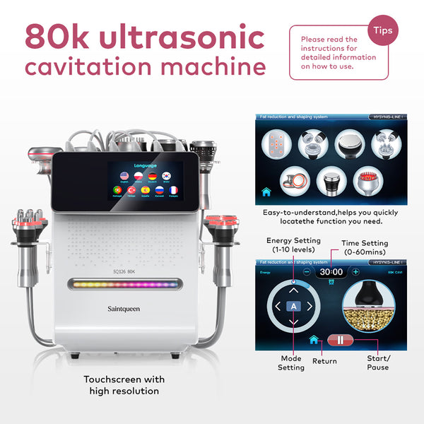 SQ126A Max – Συσκευή σπηλαίωσης 80K 11 σε 1 με επιθέματα λέιζερ, RF, EMS και BIO LED