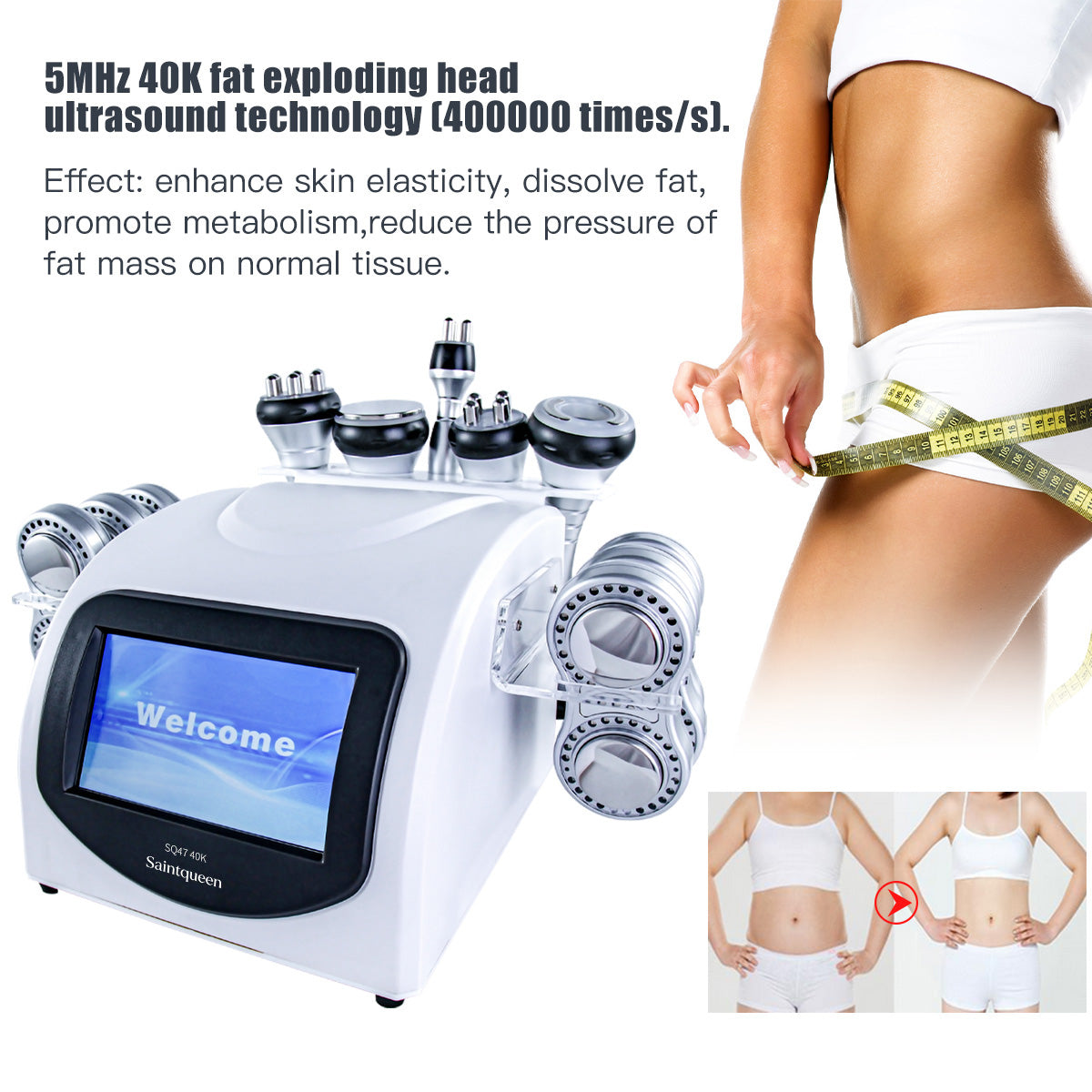 SQ47B Pro – Συσκευή σπηλαίωσης 40K 6 σε 1 με RF, EMS, λέιζερ και μασάζ κενού