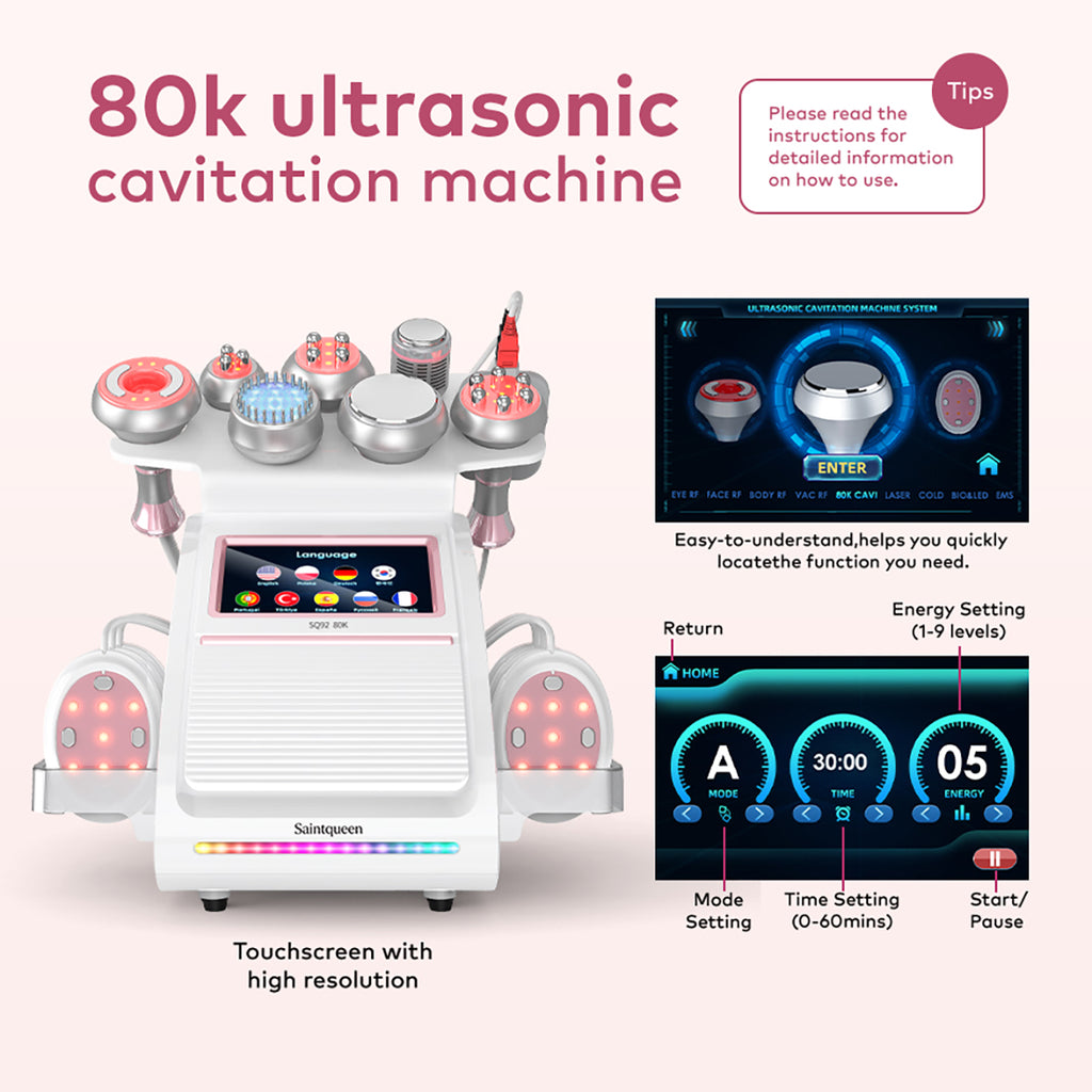 SQ92E Plus – Συσκευή σπηλαίωσης 80K 9 σε 1 με RF, ψυχρή κεφαλή και μικρορεύμα