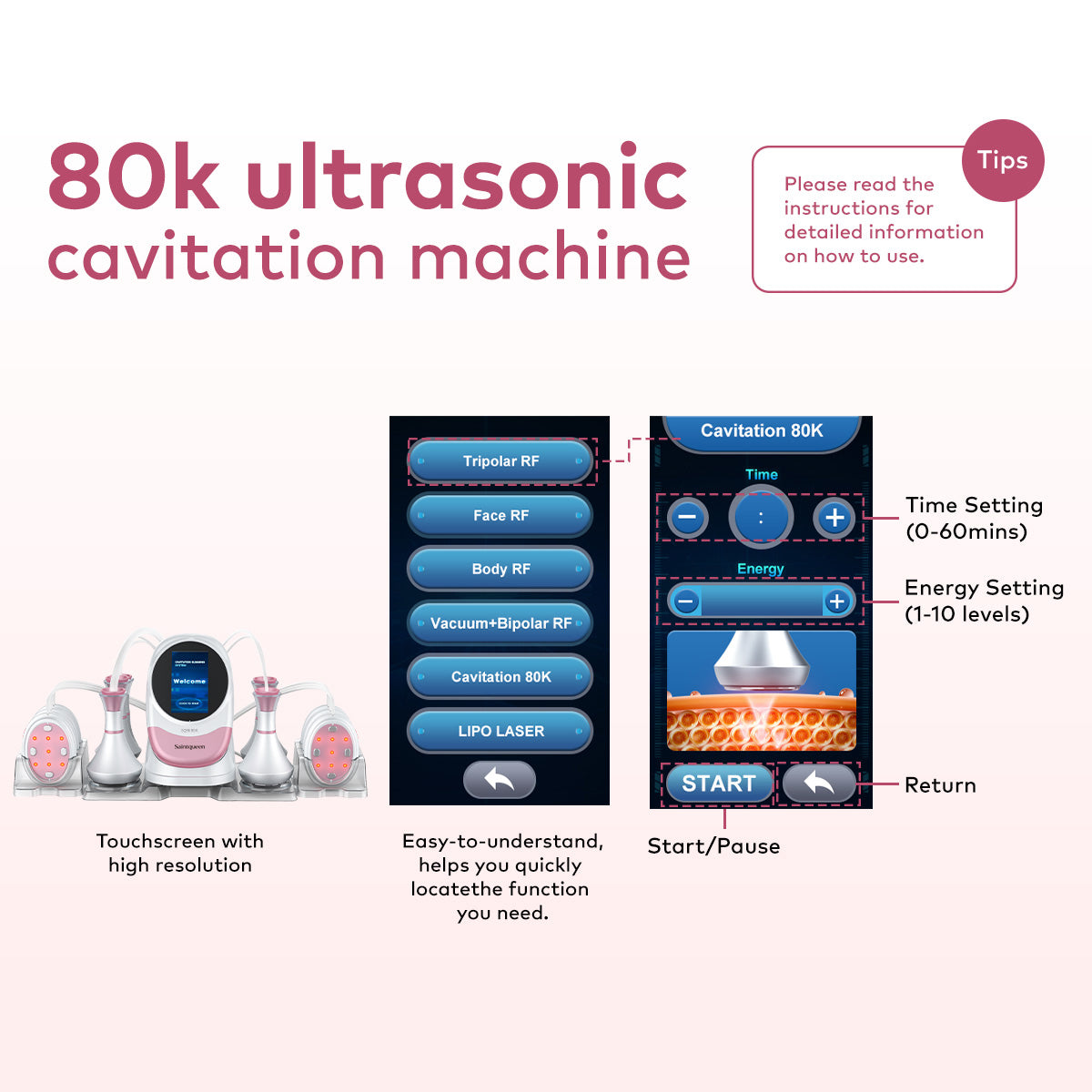 SQ96 Pro 6 σε 1 — σπηλαίωση 80K με οβάλ πλάκες λέιζερ